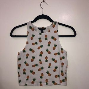 FOREVER 21 PINEAPPLE SLEEVE-LESS TOP